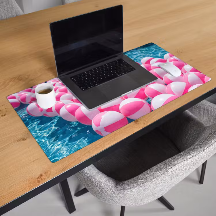 Strandballen - Roze - Water Muismat XXL klein -sfeer1