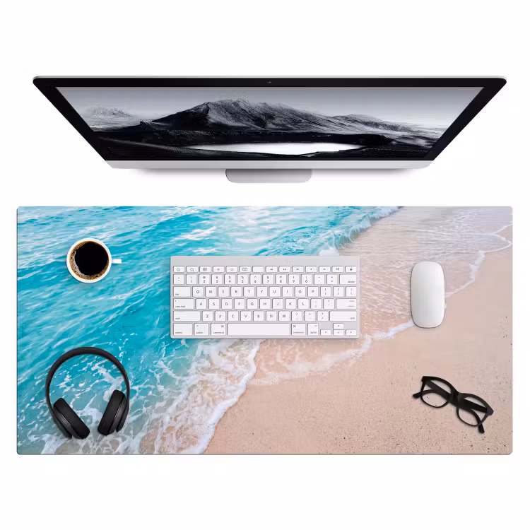 Strand - Zee - Golf - Natuur - Blauw Muismat XXL klein -3d