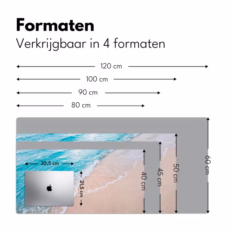 Strand - Zee - Golf - Natuur - Blauw Muismat XXL klein -sfeer5