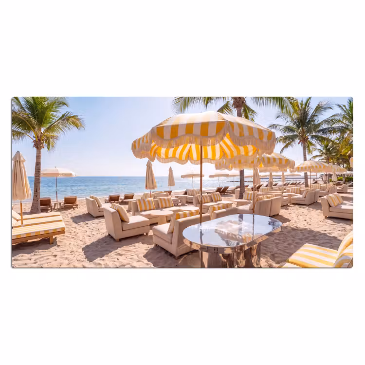 Strand - Ligbedden - Vakantie - Modern - Geel Muismat XXL klein -3d_leeg