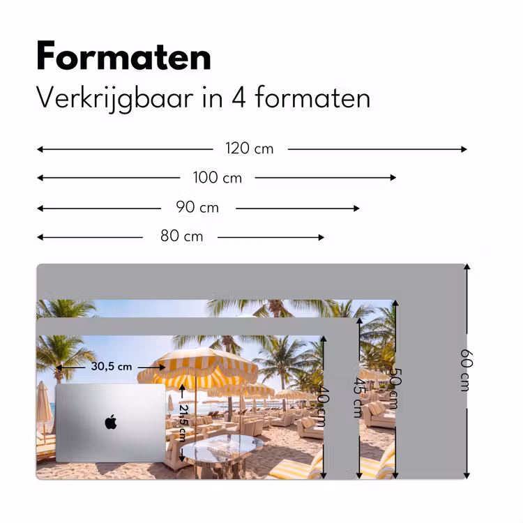 Strand - Ligbedden - Vakantie - Modern - Geel Muismat XXL klein -sfeer5