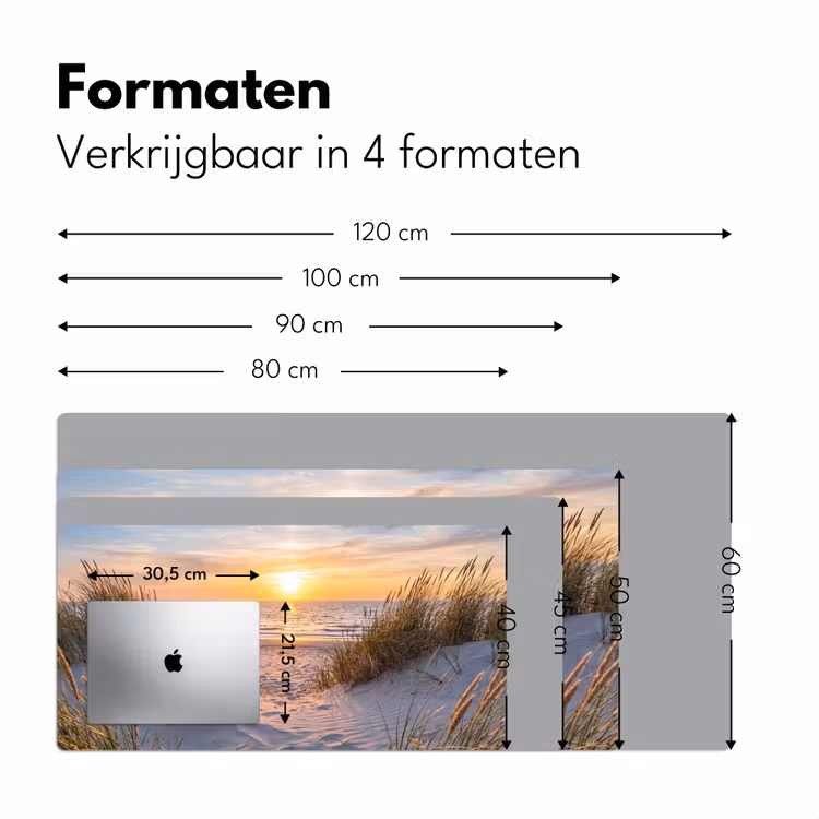 Strand - Zonsondergang - Natuur - Landschap Muismat XXL klein -sfeer5