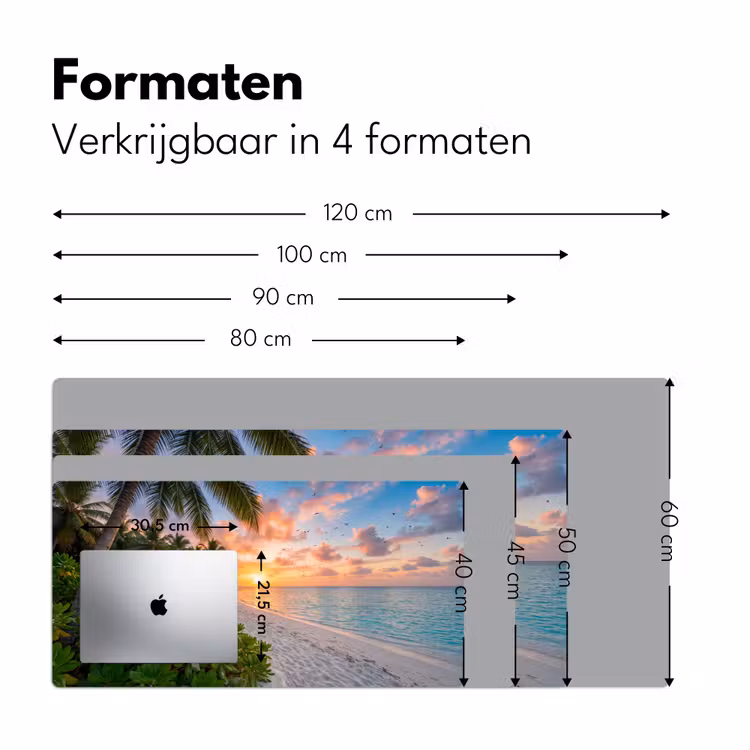 Strand - Zonsondergang - Palmbomen - Tropisch - Natuur Muismat XXL klein -sfeer5