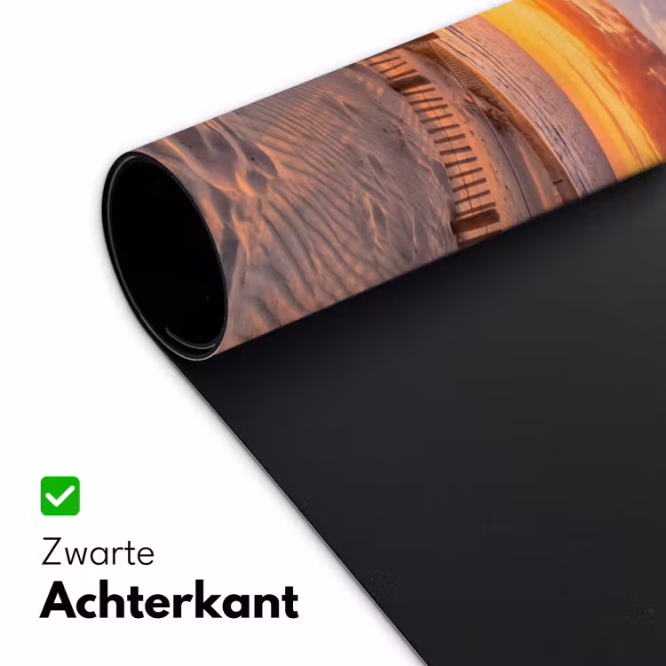 Strand - Zonsondergang - Zee - Natuur - Oranje Muismat XXL klein -sfeer2