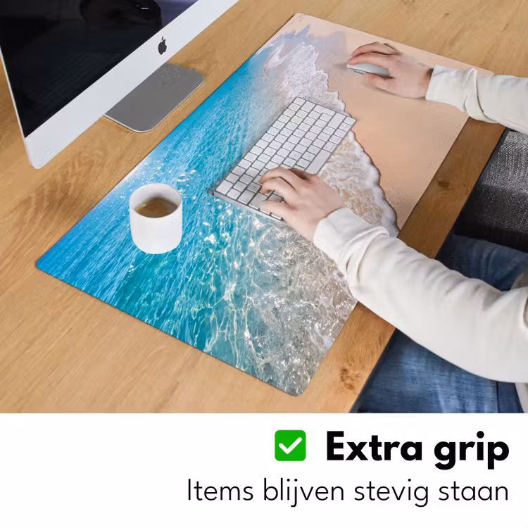 Strand - Water - Natuur - Blauw - Beige Muismat XXL klein -sfeer3
