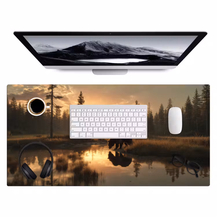 Beer - water - Bos - Ochtendlicht Muismat XXL klein -3d