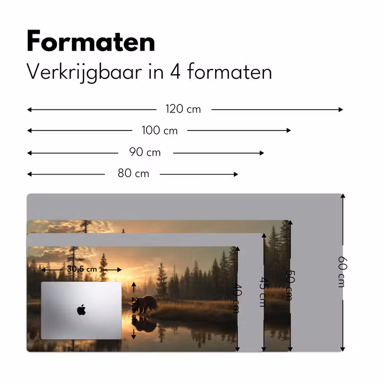Beer - water - Bos - Ochtendlicht Muismat XXL klein -sfeer5