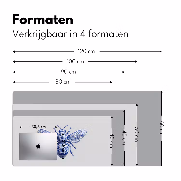 Bij - Modern - Delfts - Blauw Muismat XXL klein -sfeer5