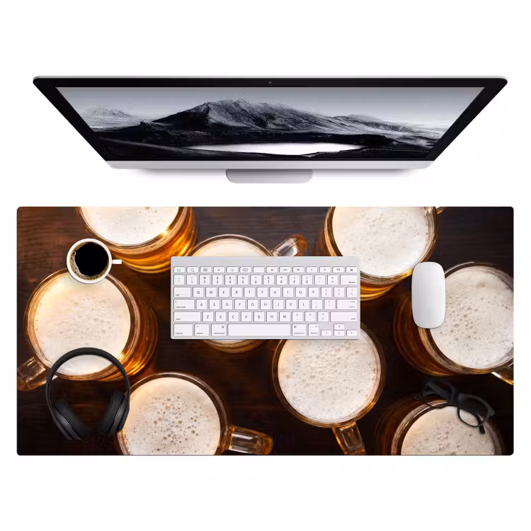 Bier - Glazen - Schuim - Hout - Drank Muismat XXL klein -3d