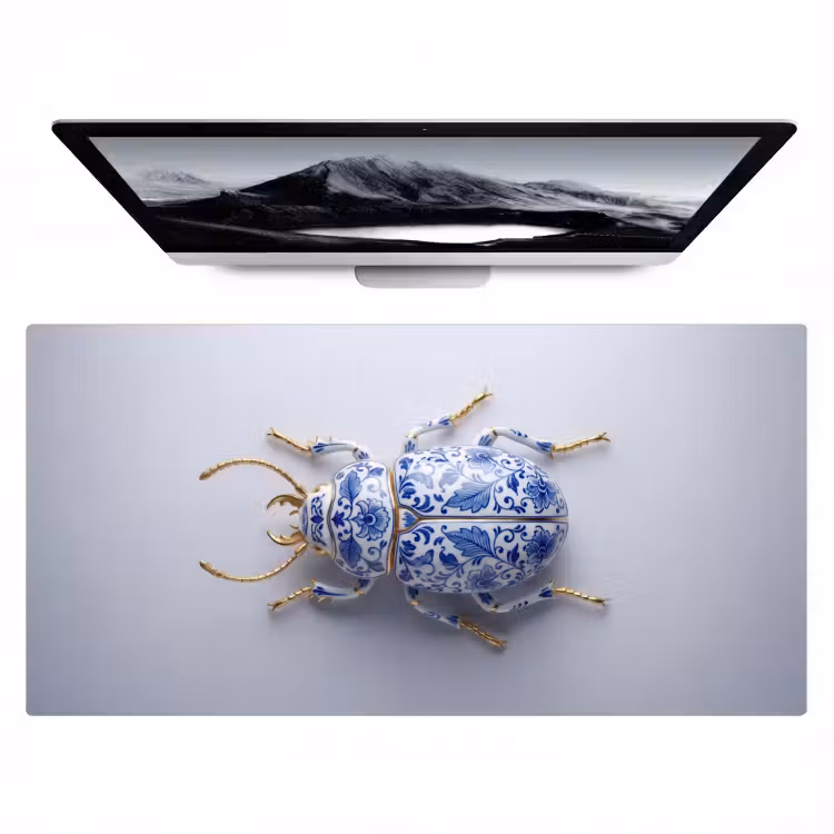 Kever - Delfts - Blauw - Goud Muismat XXL klein -zzz3d