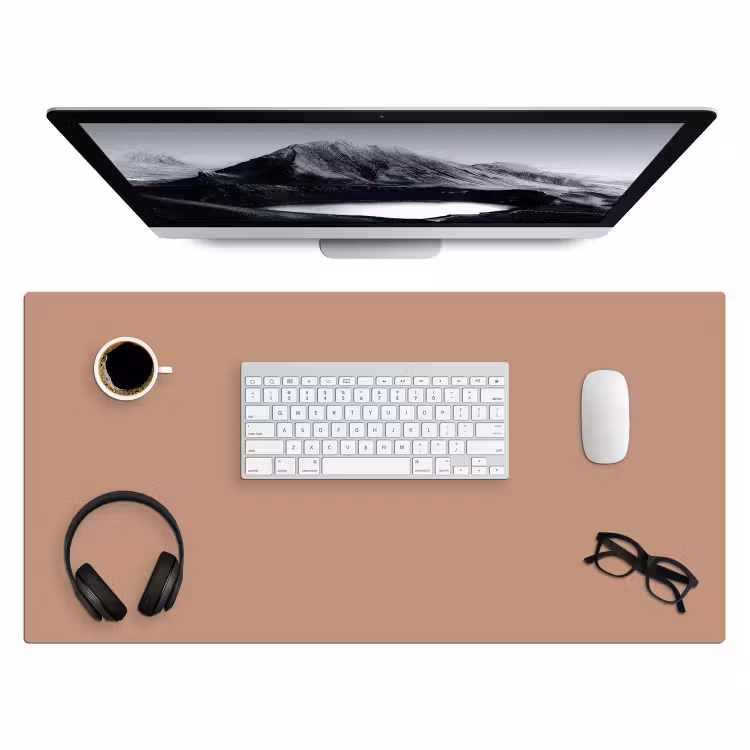 Beige - Kleur - Roze Muismat XXL klein -3d