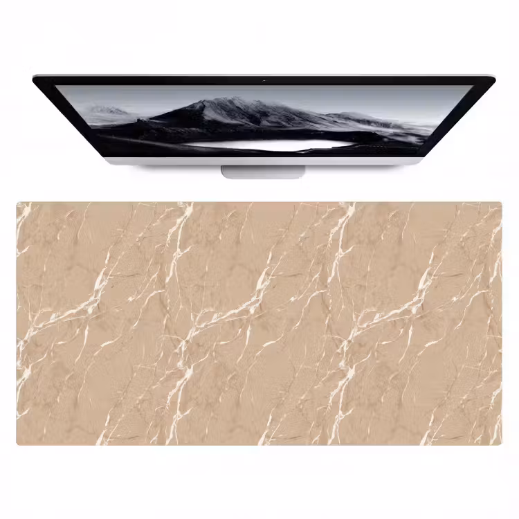 Beige - Marmer - Organisch - Wit Muismat XXL klein 681 -zzz3d