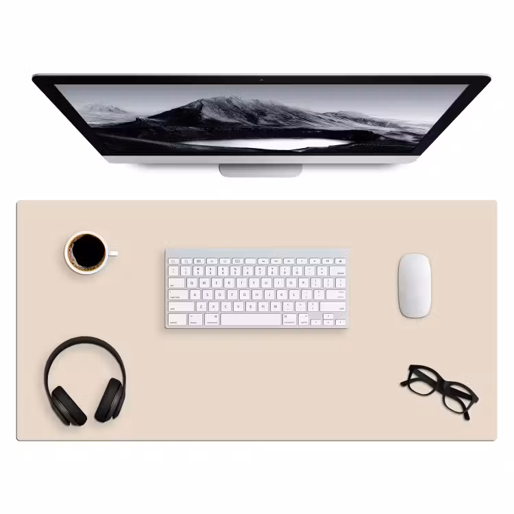 Beige - Effen kleur Muismat XXL klein -3d