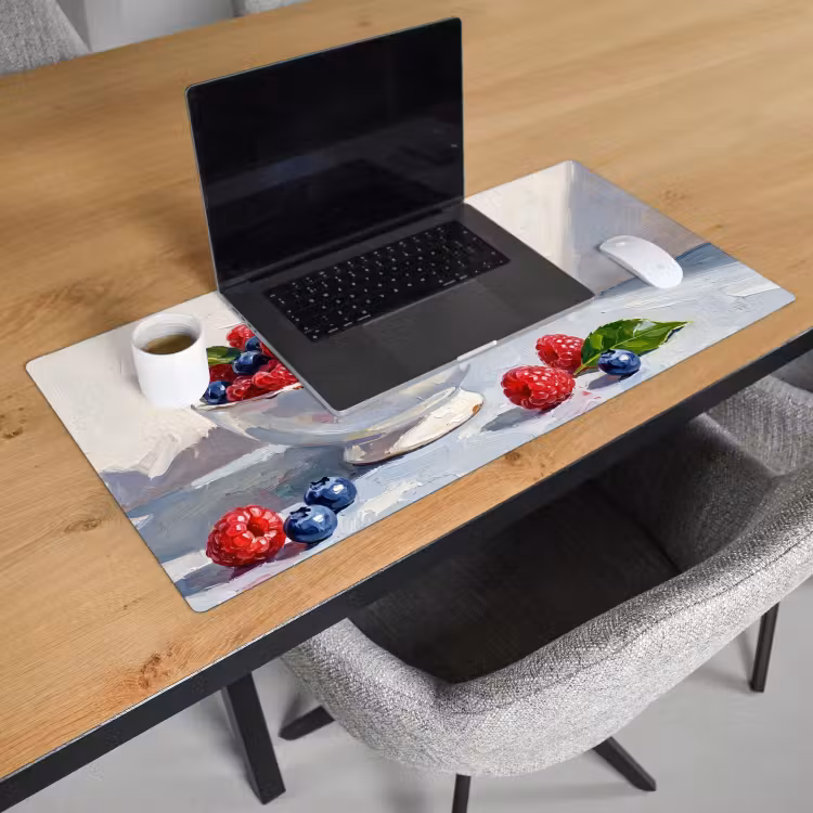 Desk Mat - Berries - Bowl - Food - Bessen - Kom - Eten Muismat XXL klein