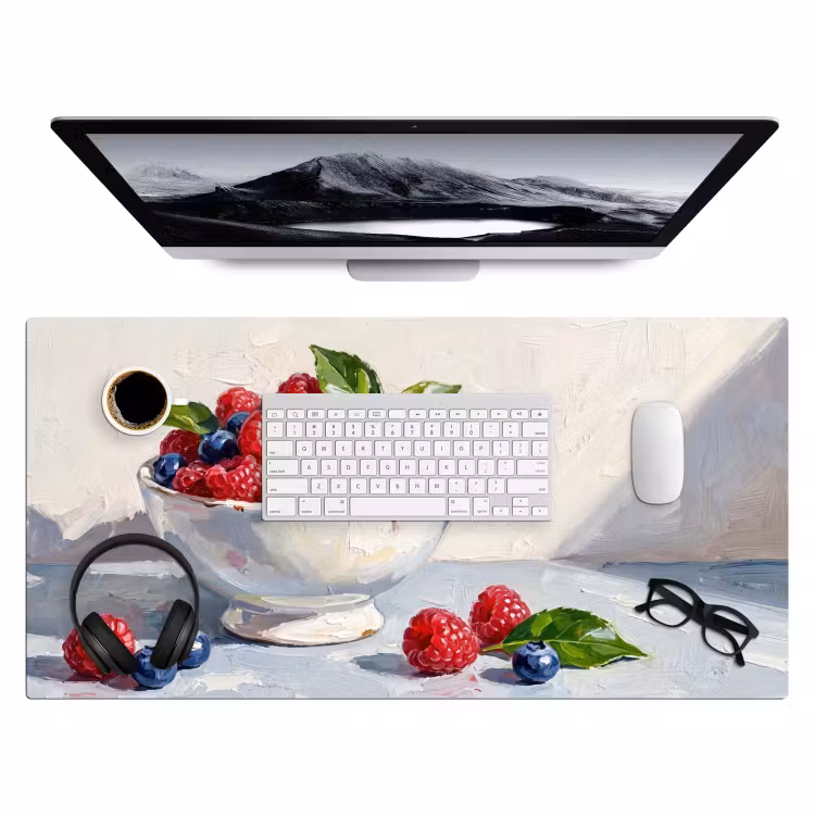 Desk Mat - Berries - Bowl - Food - Bessen - Kom - Eten Muismat XXL klein