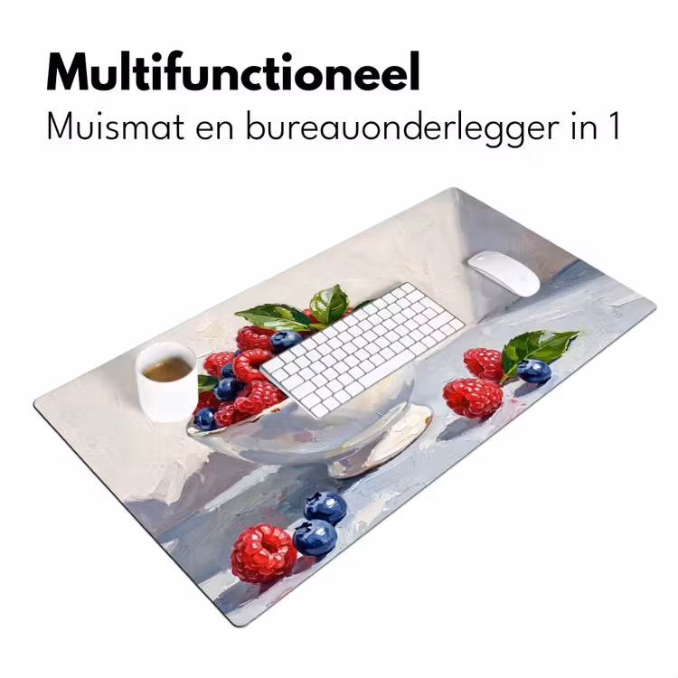 Desk Mat - Berries - Bowl - Food - Bessen - Kom - Eten Muismat XXL klein
