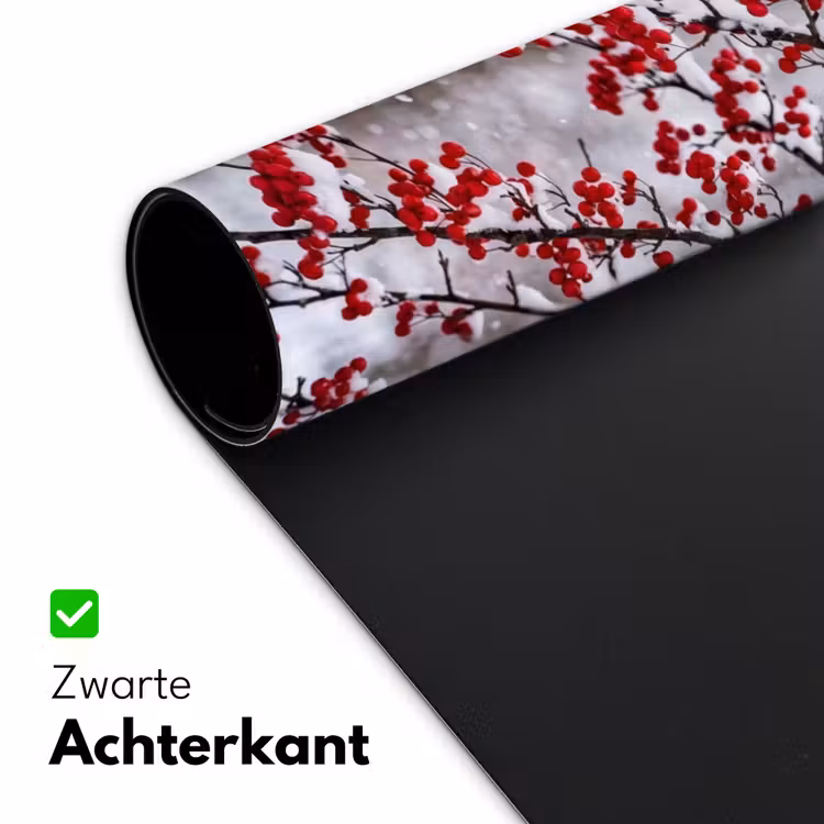 Bessen - Takken - Sneeuw - Winter - Kleurrijk Muismat XXL klein -sfeer2