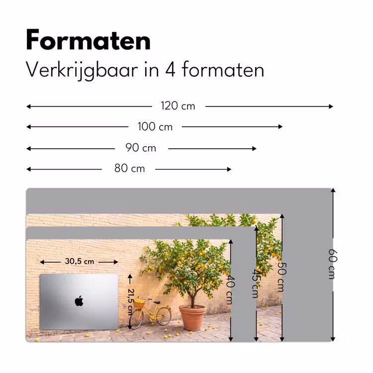 Fiets - Mand - Eten - Geel - Zomer Muismat XXL klein -sfeer5