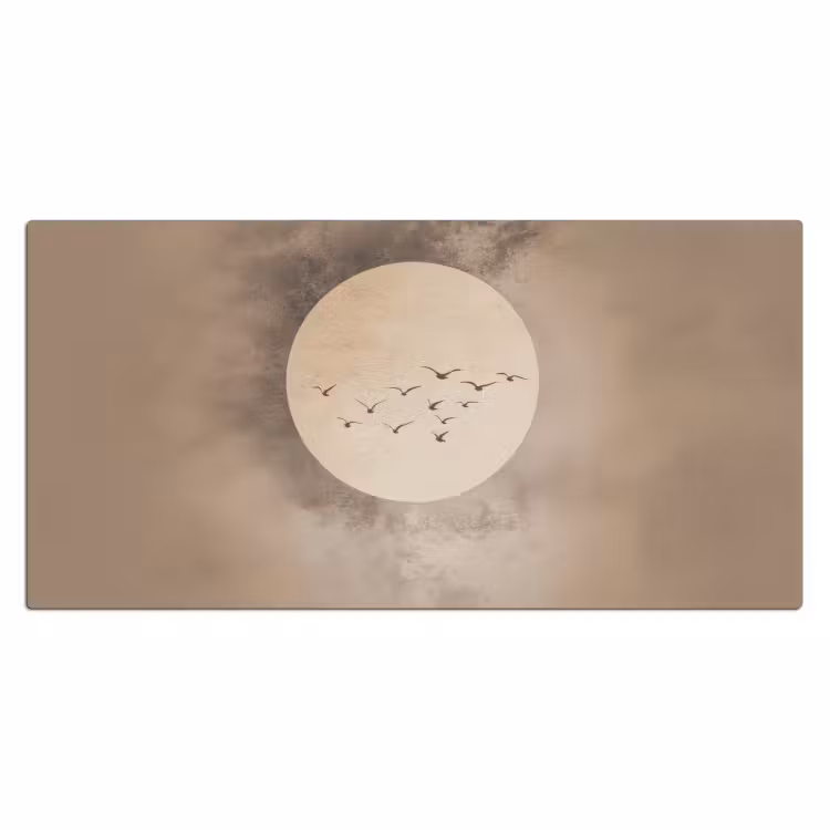 Vogel - Beige - Japandi Muismat XXL klein -3d_leeg