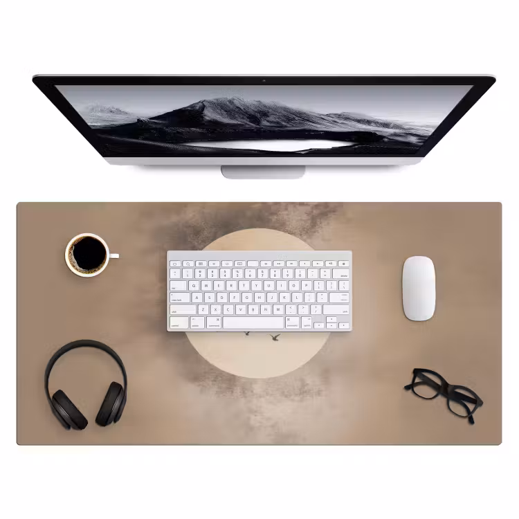 Vogel - Beige - Japandi Muismat XXL klein -3d