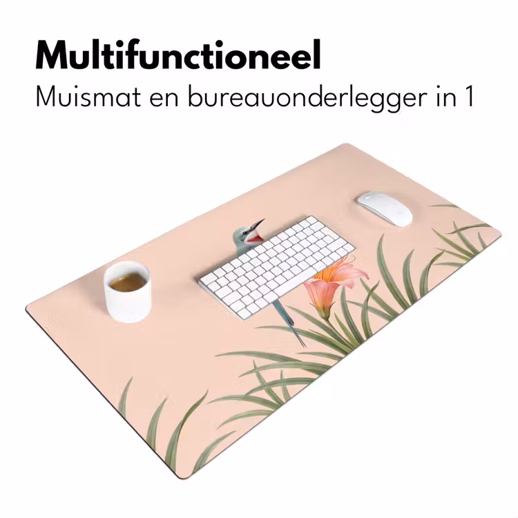 Vogel - Bloem - Natuur - Roze Muismat XXL klein -sfeer4