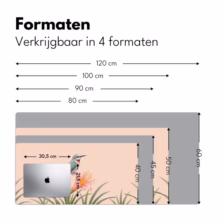 Vogel - Bloem - Natuur - Roze Muismat XXL klein -sfeer5