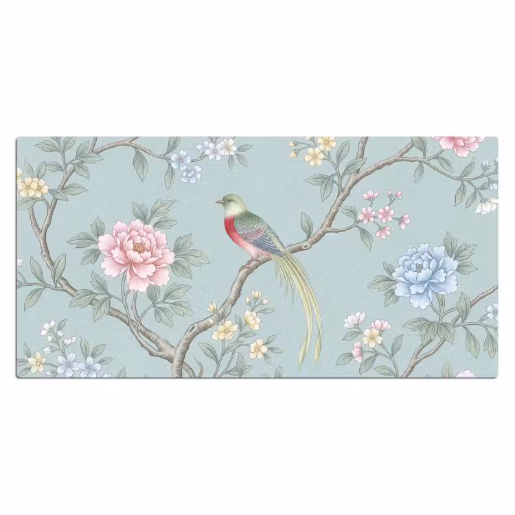 Vogel - Bloemen - Kleurrijk Muismat XXL klein -3d_leeg