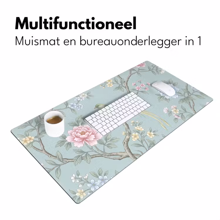 Vogel - Bloemen - Kleurrijk Muismat XXL klein -sfeer4