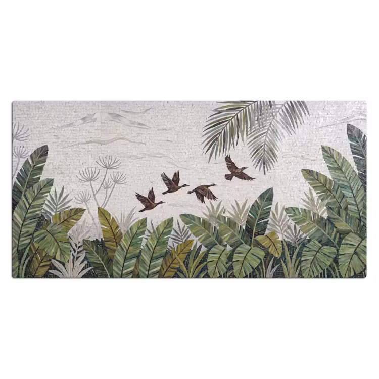 Vogel - Vliegend - Tropisch - Mozaïek - Groen Muismat XXL klein -3d_leeg