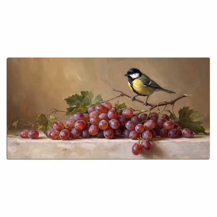 Desk Mat - Bird - Grapes - Still Life - Vogel - Druiven - Stilleven Muismat XXL klein