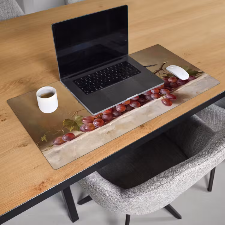 Desk Mat - Bird - Grapes - Still Life - Vogel - Druiven - Stilleven Muismat XXL klein