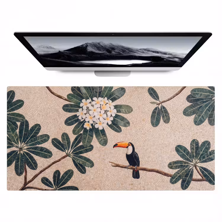 Vogel - Mozaïek - Tropisch - Natuur - Kleurrijk Muismat XXL klein -zzz3d