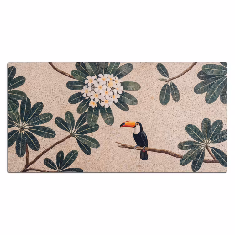 Vogel - Mozaïek - Tropisch - Natuur - Kleurrijk Muismat XXL klein -3d_leeg