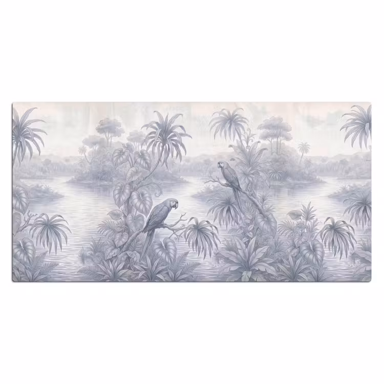 Vogel - Rivier - Tropisch - Illustratie - Blauw Muismat XXL klein -3d_leeg
