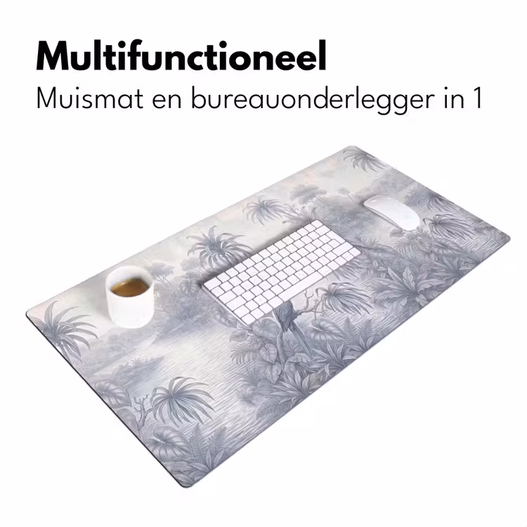 Vogel - Rivier - Tropisch - Illustratie - Blauw Muismat XXL klein -sfeer4