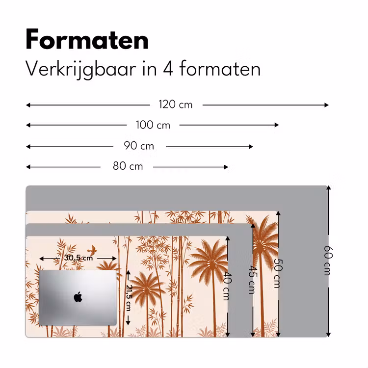 Vogel - Boom - Tropisch - Minimalistisch - Bruin Muismat XXL klein -sfeer5