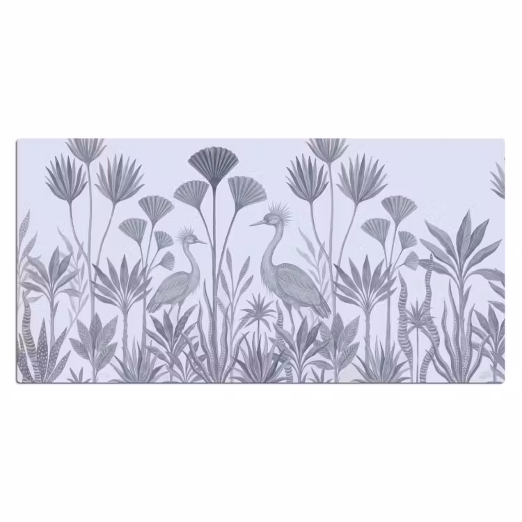 Vogel - Tropisch - Illustratie - Blauwgrijs - Natuur Muismat XXL klein -3d_leeg