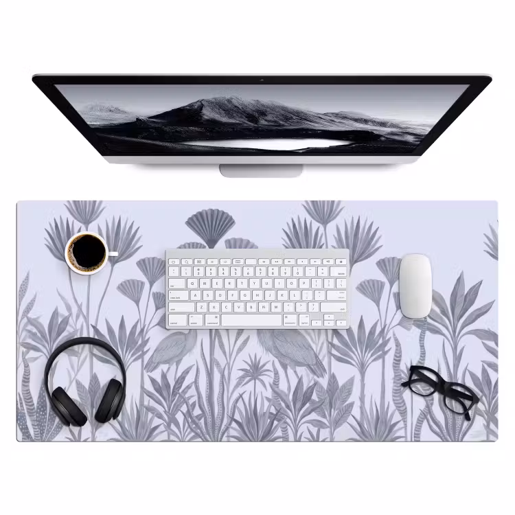 Vogel - Tropisch - Illustratie - Blauwgrijs - Natuur Muismat XXL klein -3d