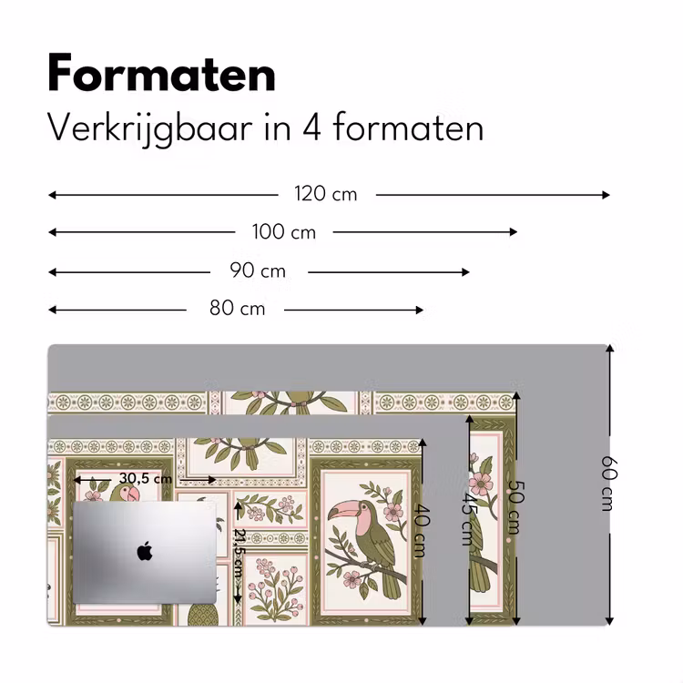 Vogel - Tropisch - Patroon - Decoratief - Groen Muismat XXL klein -sfeer5