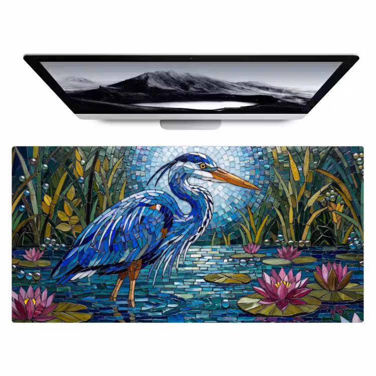 Vogel - Water - Natuur - Abstract - Blauw Muismat XXL klein -zzz3d