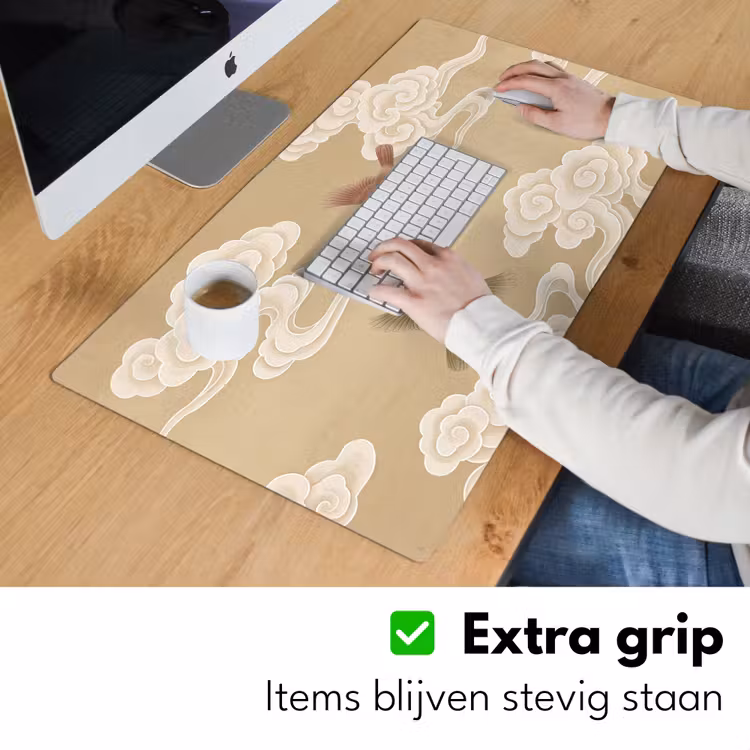 Vogels - Vliegen - Beige Muismat XXL klein -sfeer3