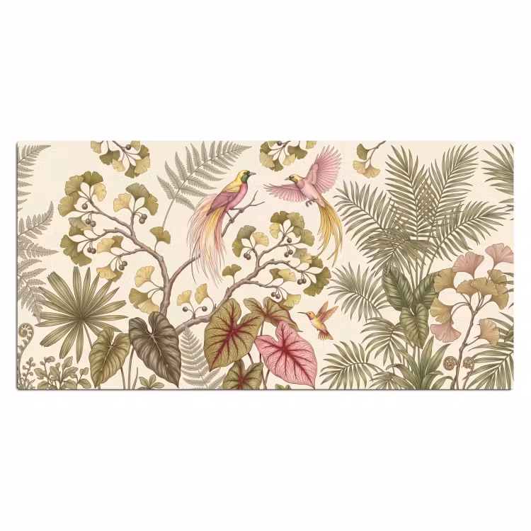 Vogels - Tropisch - Botanisch - Roze Muismat XXL klein -3d_leeg