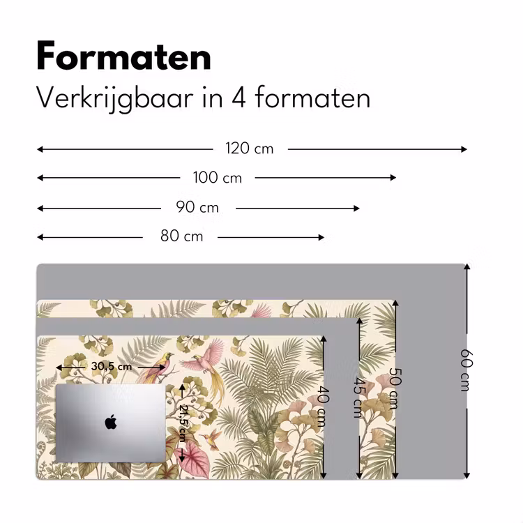 Vogels - Tropisch - Botanisch - Roze Muismat XXL klein -sfeer5