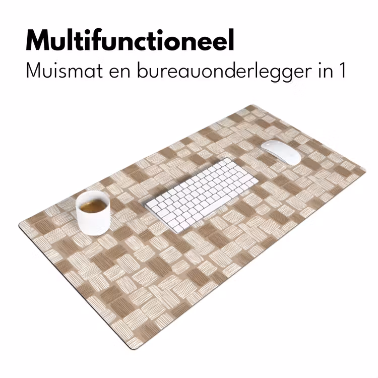 Blok - Patroon - Bruin Muismat XXL klein 681 -sfeer4