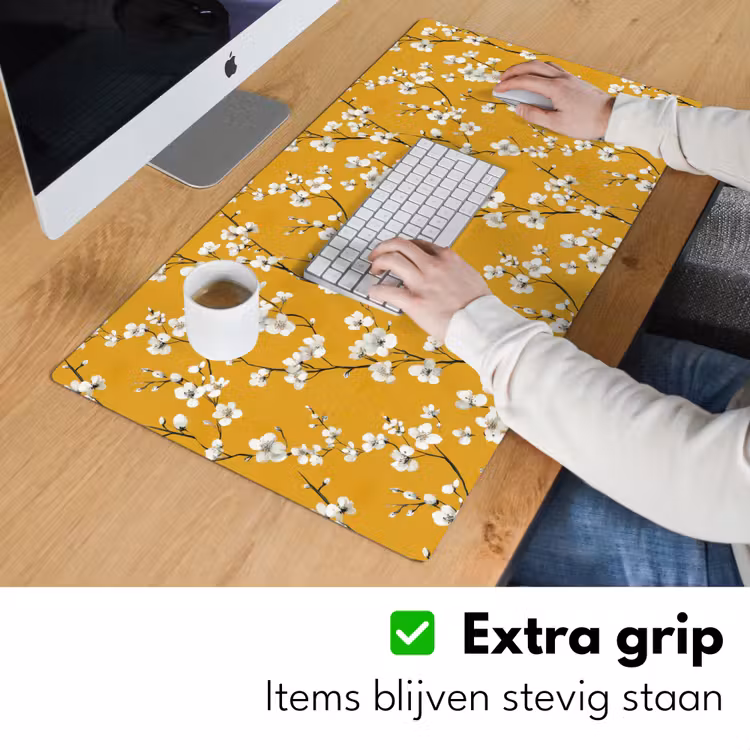 Bloesemtak - Aquarel - Geel Muismat XXL klein 681 -sfeer3