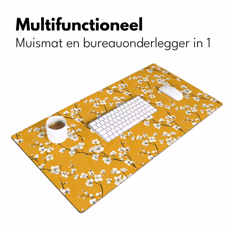 Bloesemtak - Aquarel - Geel Muismat XXL klein 681 -sfeer4