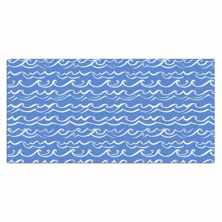 Blauw - Wit - Simpel - Getekend - Golven Muismat XXL klein 681 -3d_leeg