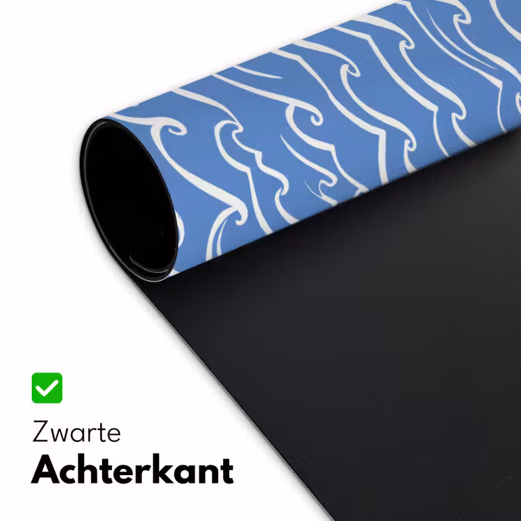 Blauw - Wit - Simpel - Getekend - Golven Muismat XXL klein 681 -sfeer2