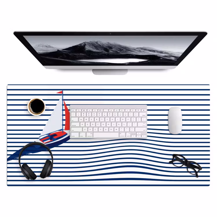 Boot - Water - Abstract - Blauw Muismat XXL klein -3d