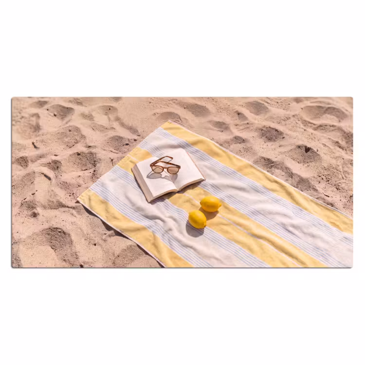 Boek - Zonnebril - Strand - Zomer - Geel Muismat XXL klein -3d_leeg